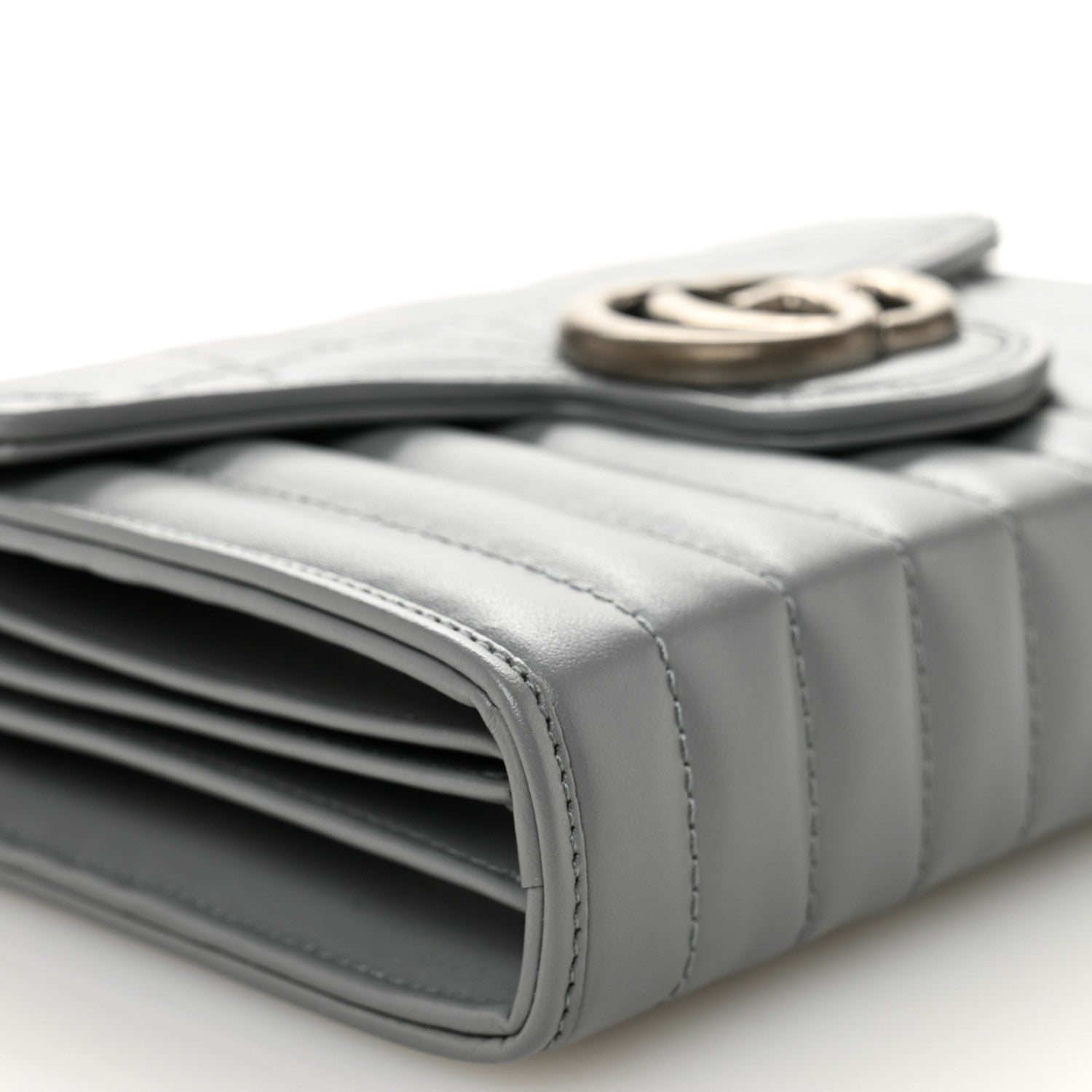 Calfskin Matelasse Aria GG Marmont Chain Wallet Deep Grey