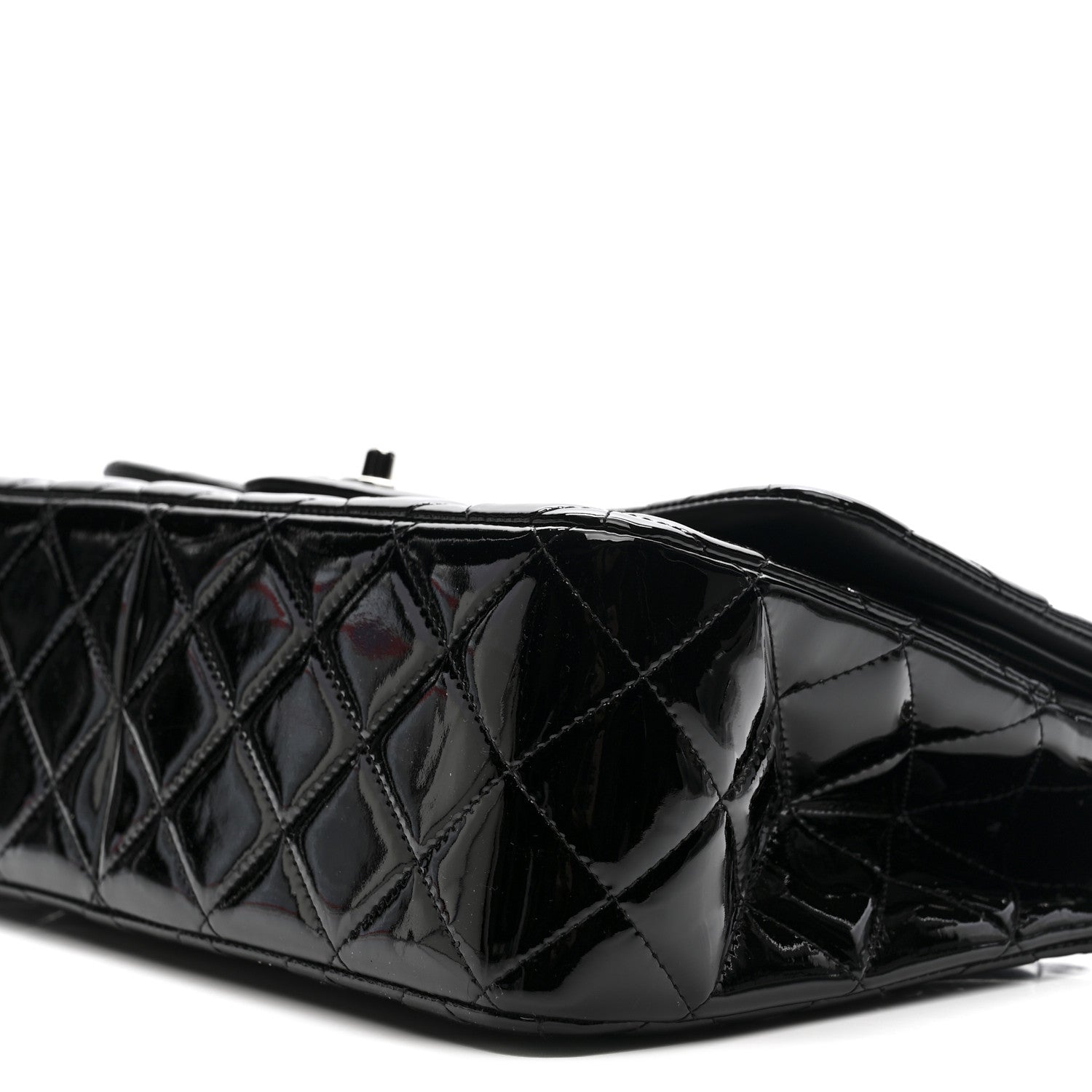 Patent Quilted Jumbo Double Flap Black