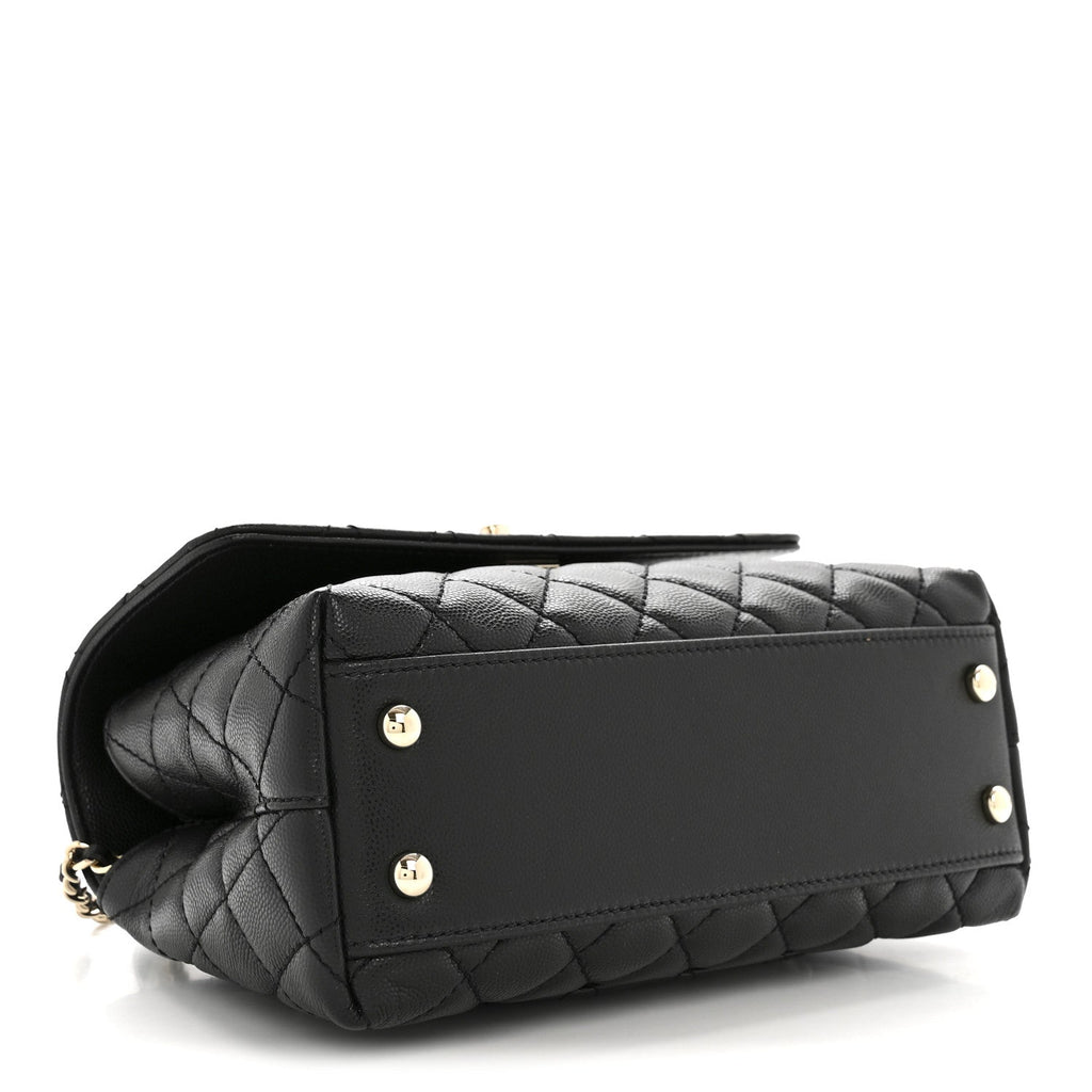 Caviar Quilted Mini Coco Handle Flap Black