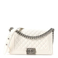 Caviar Quilted Medium Boy Flap White
