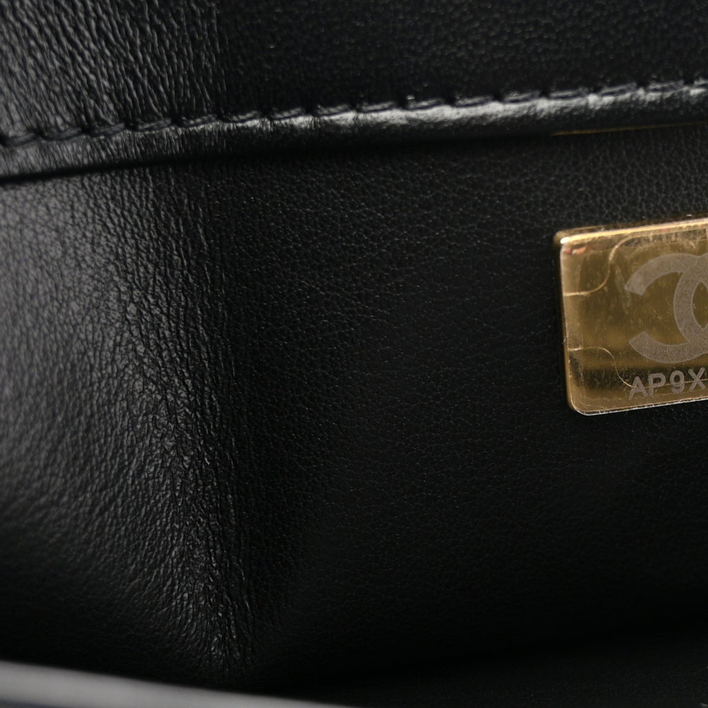 Lambskin Quilted Small Trendy CC Chain Dual Handle Flap Bag Black