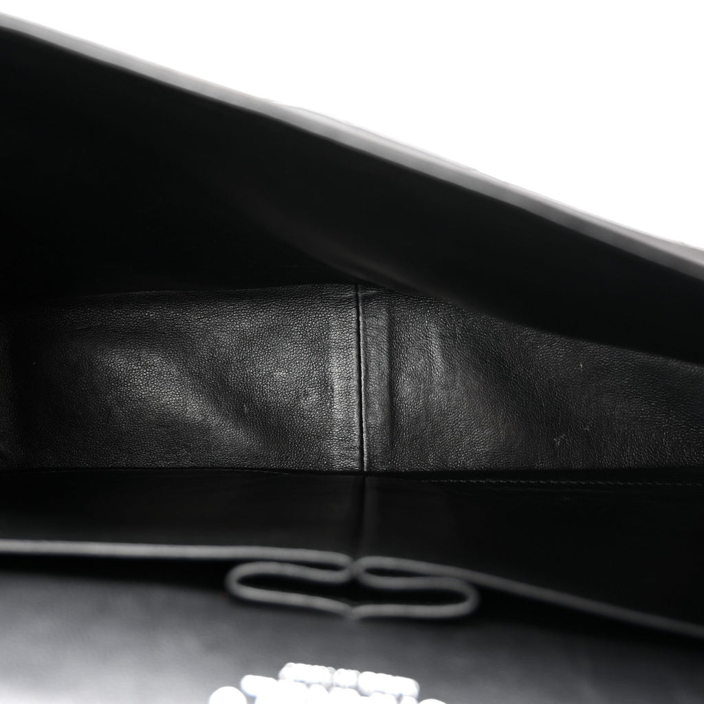 Patent Quilted Jumbo Double Flap Black