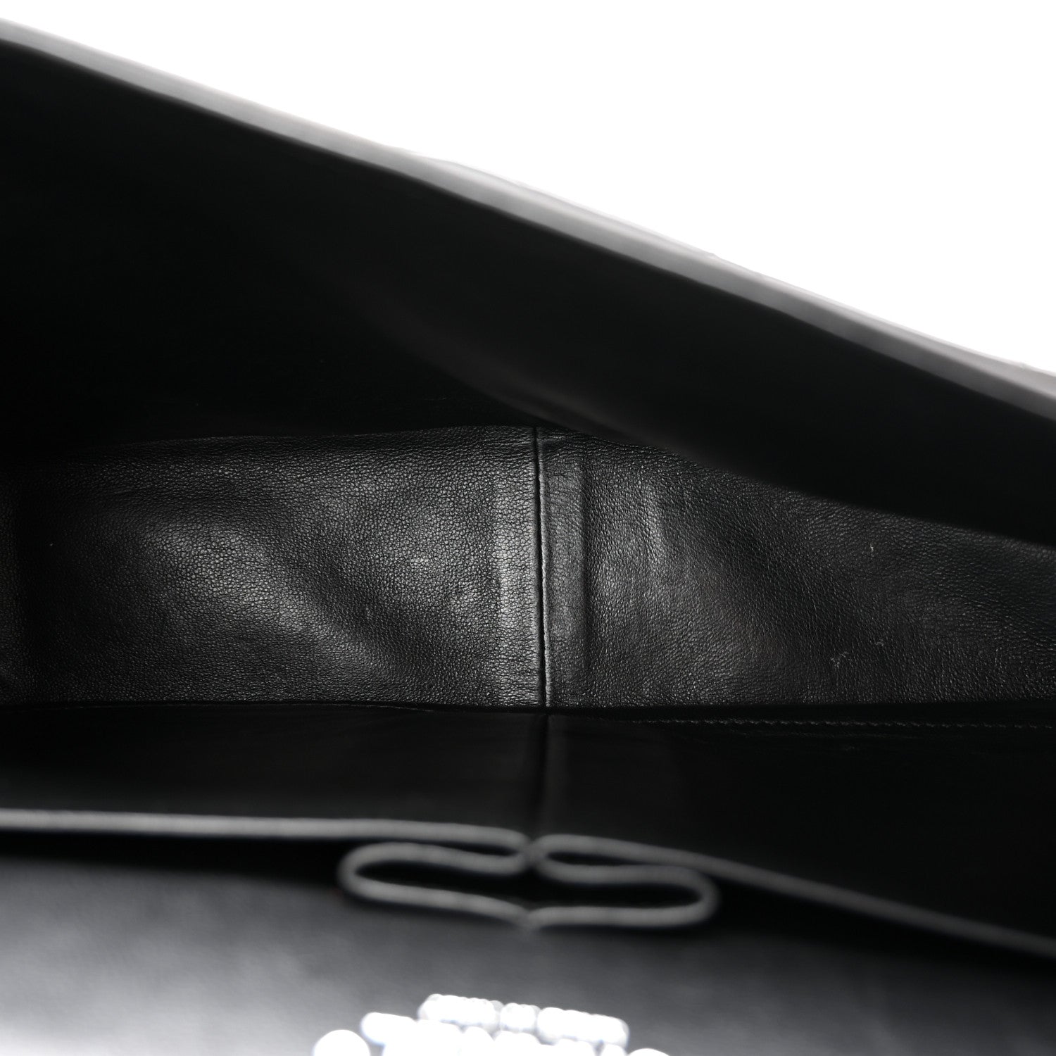 Patent Quilted Jumbo Double Flap Black