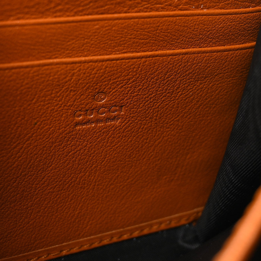 Vintage Effect Calfskin Matelasse Diagonal Torchon GG Marmont Chain Wallet Cognac