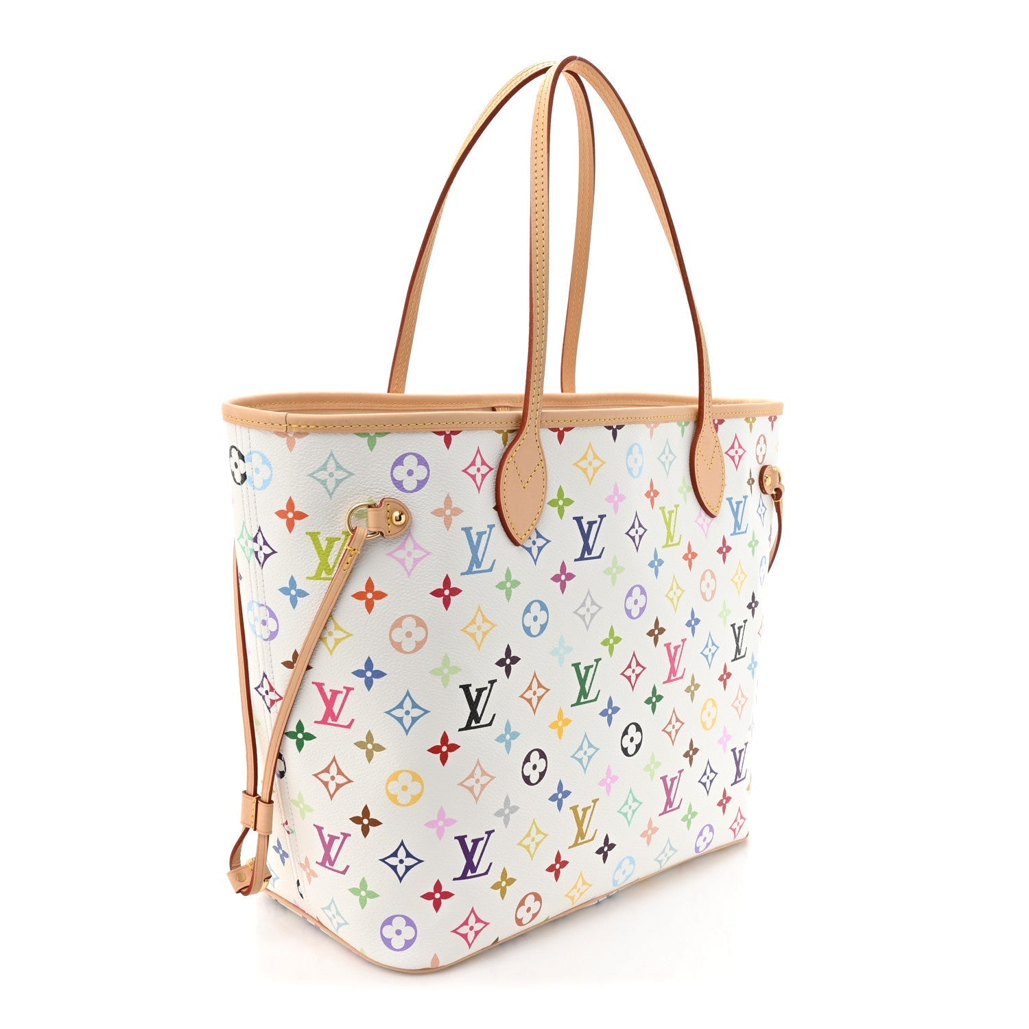 LV x TM Monogram Multicolor Neverfull MM White