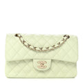 Caviar Quilted Small Double Flap Light Green