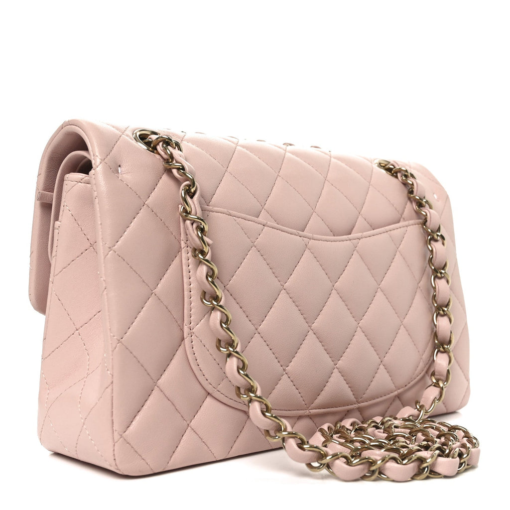 Lambskin Quilted Small Double Flap Light Pink