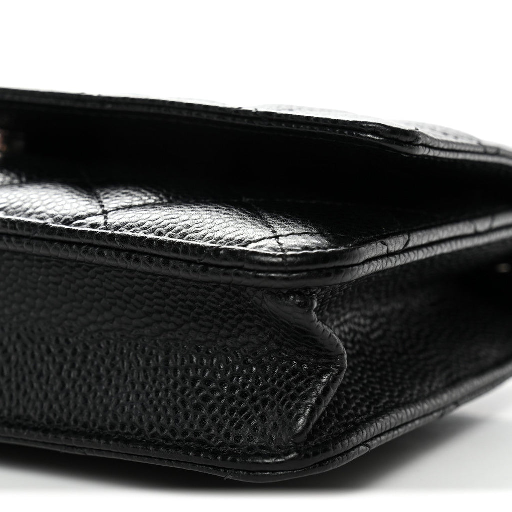 Caviar Quilted Wallet On Chain WOC Black