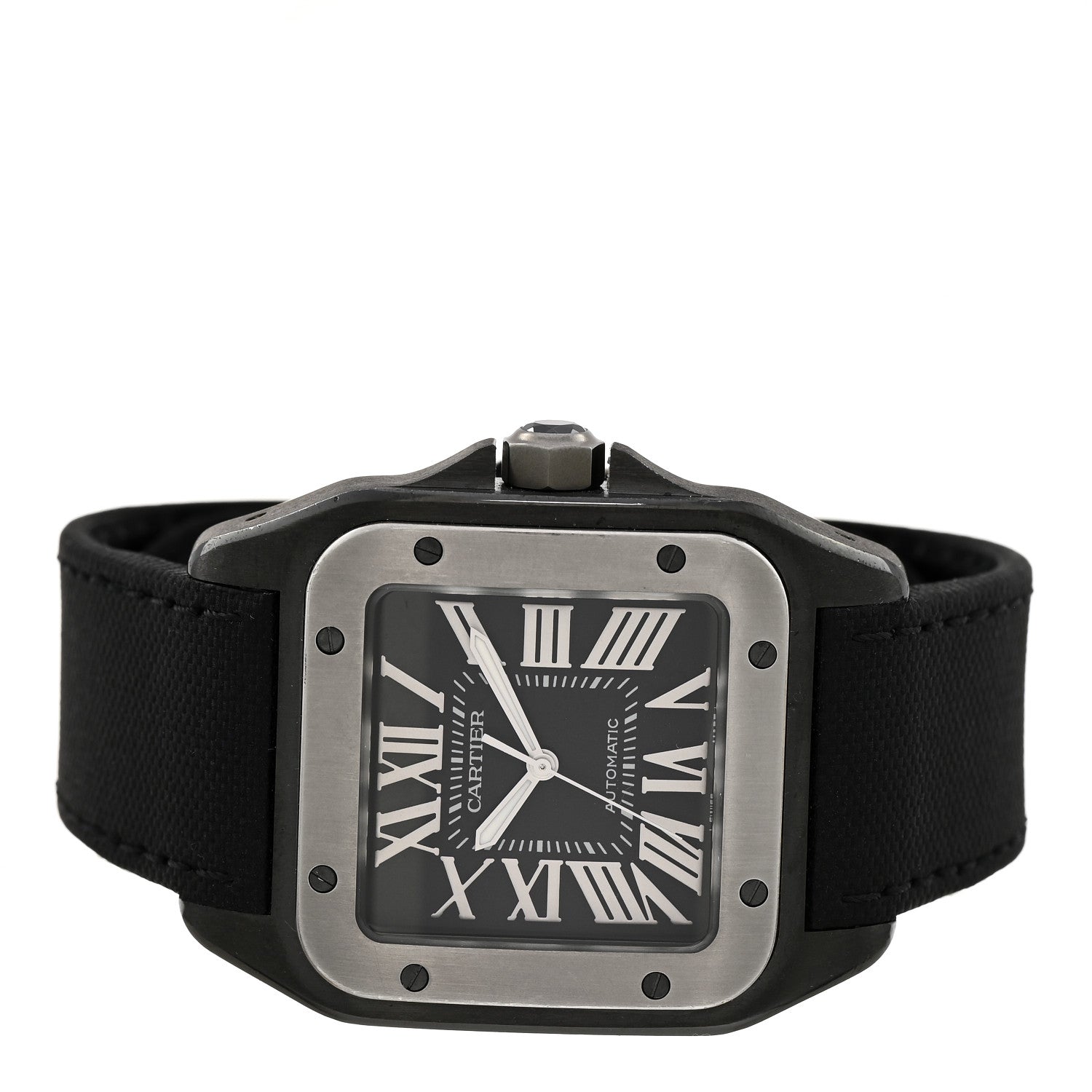 ADLC Titanium Nylon 38mm Santos 100 Chronograph Automatic Watch Black