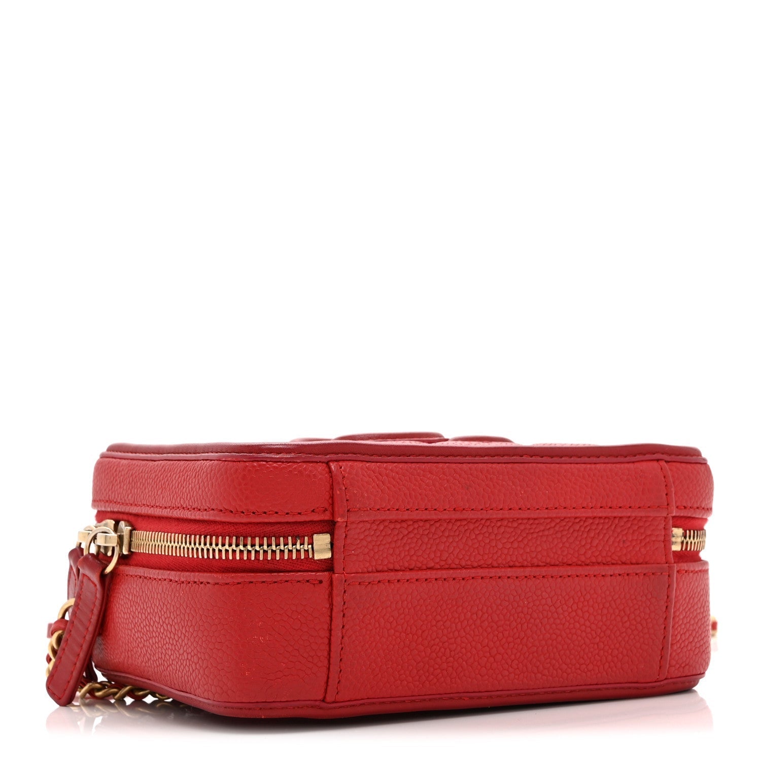 Caviar Quilted Small CC Filigree Vanity Case Red