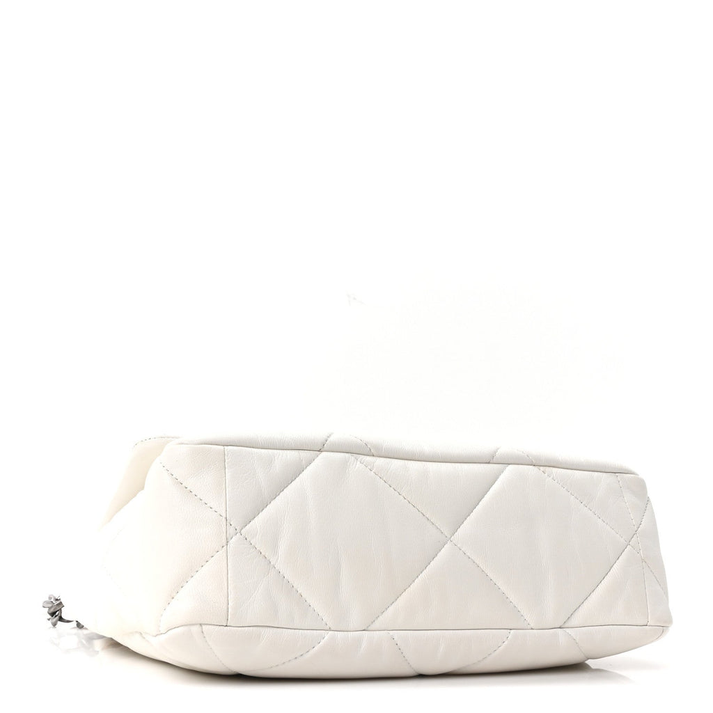 Goatskin Quilted Large Chanel 19 Flap White