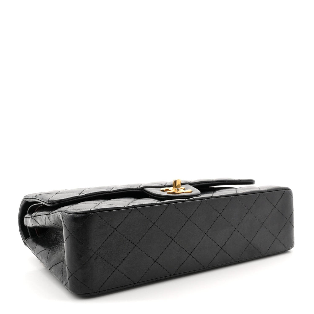 Lambskin Quilted Medium Double Flap Black