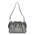 Metallic Caviar Quilted Mini Chanel 25 Handbag Anthracite