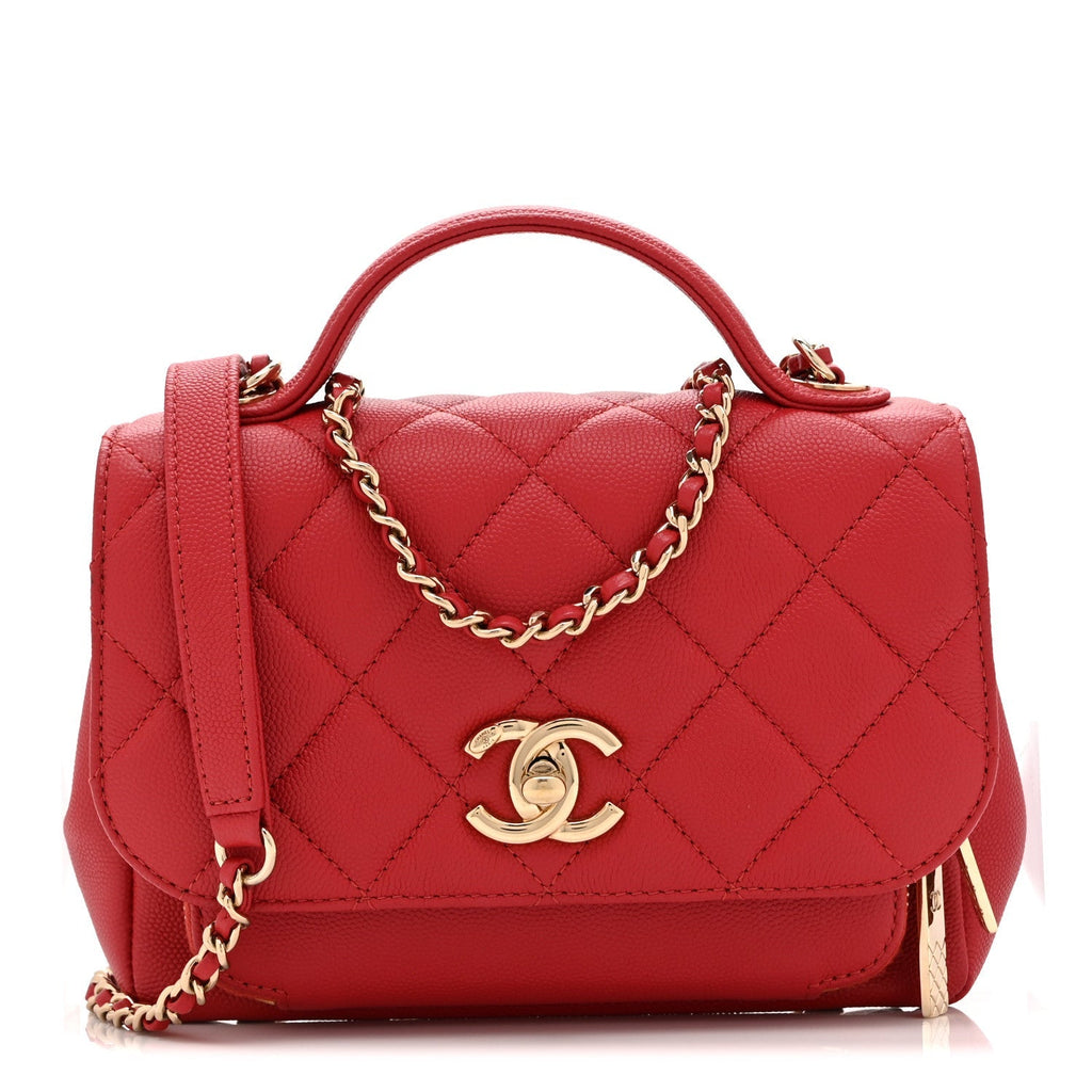 Caviar Quilted Small Business Affinity Flap Red