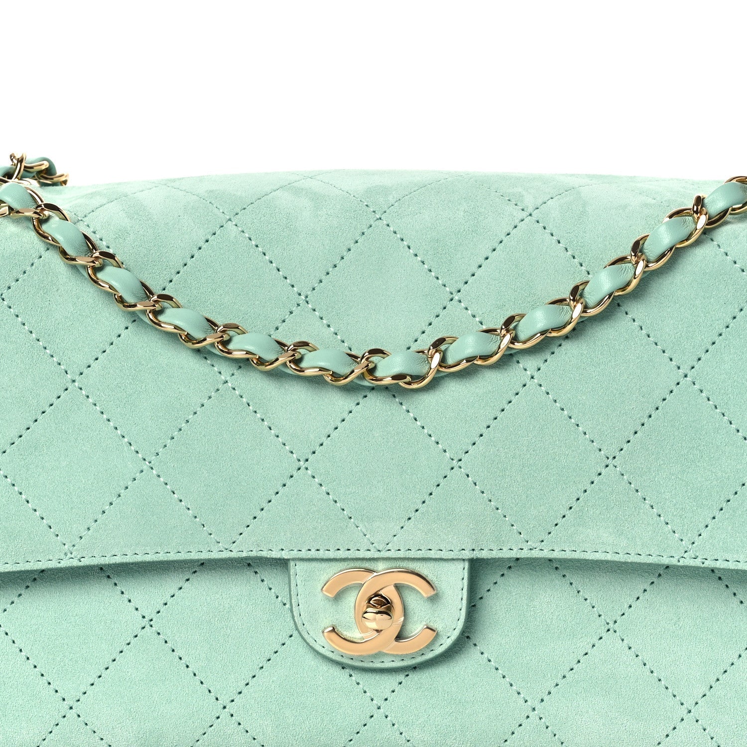 Suede Calfskin Small Souplissimo Maxi Flap Green