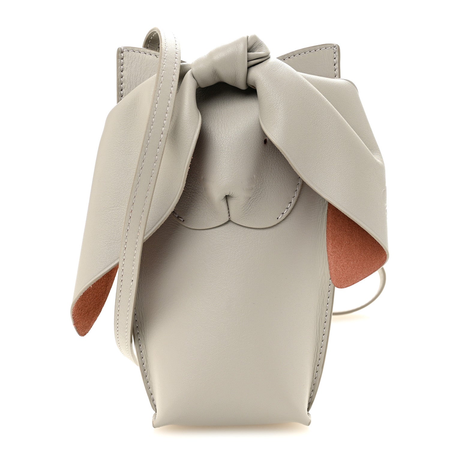 Calfskin Bunny Pouch Crossbody Bag Ghost