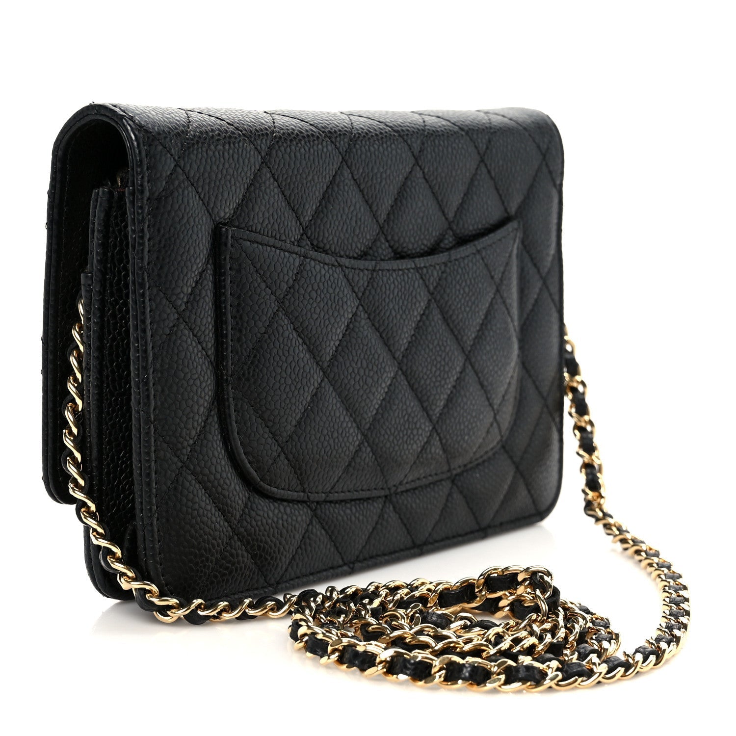Caviar Quilted Wallet on Chain WOC Black