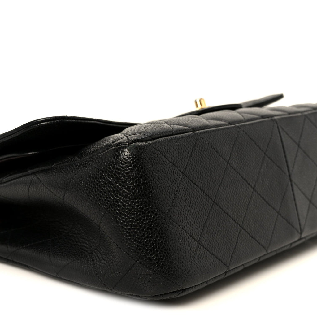 Caviar Quilted Jumbo Double Flap Black
