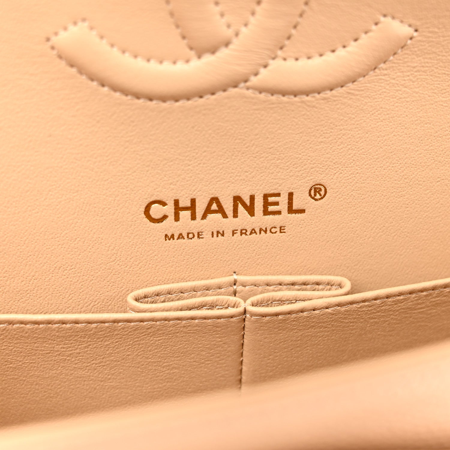 Caviar Quilted Medium Double Flap Beige