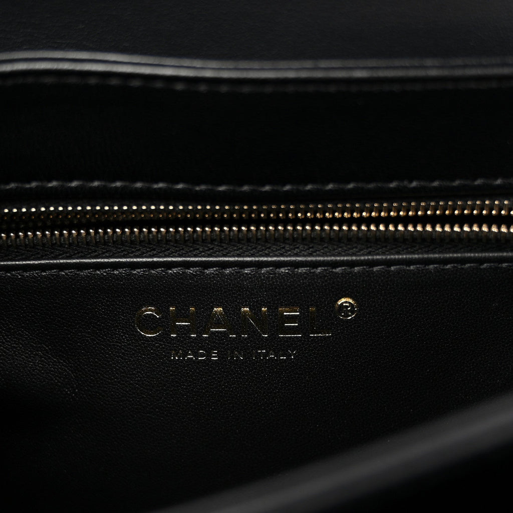 Lambskin Quilted Small Trendy CC Chain Dual Handle Flap Bag Black