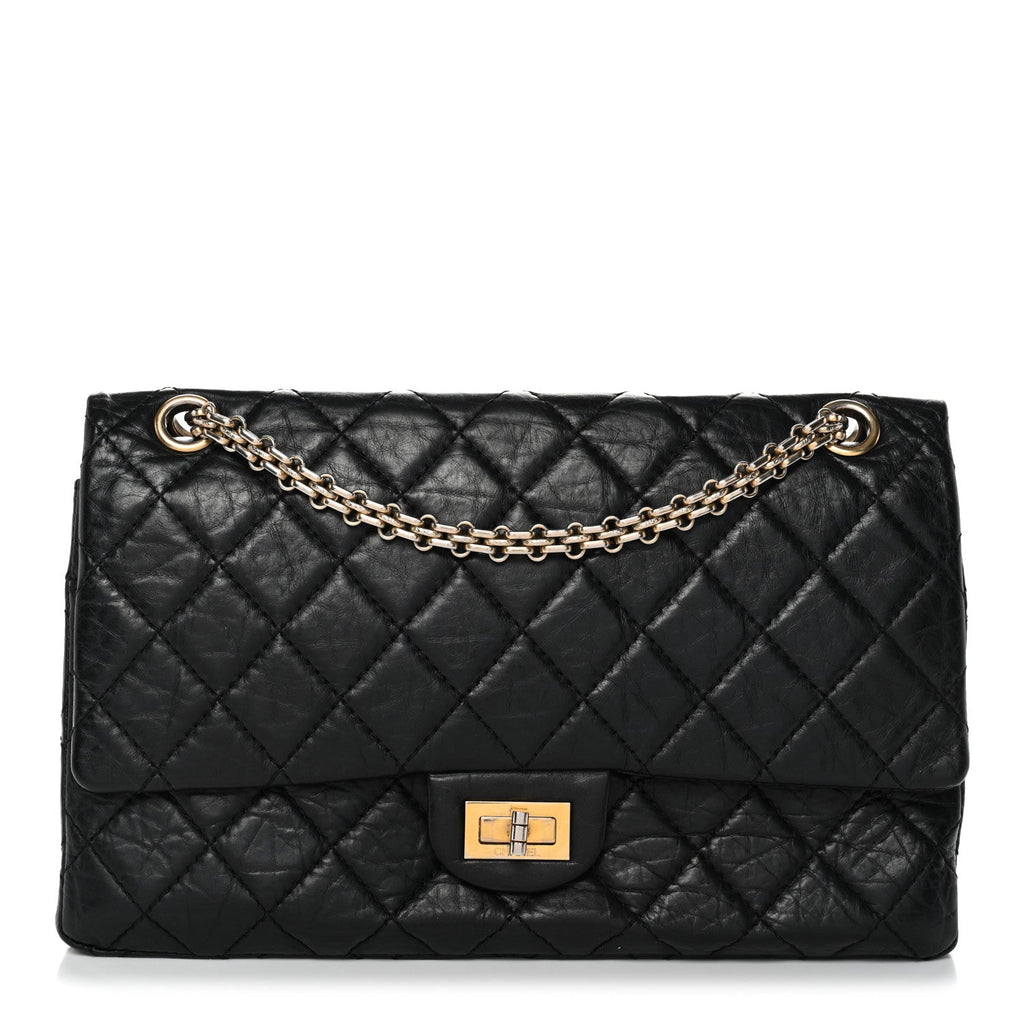 Aged Calfskin Quilted 2.55 Reissue 226 Flap Black