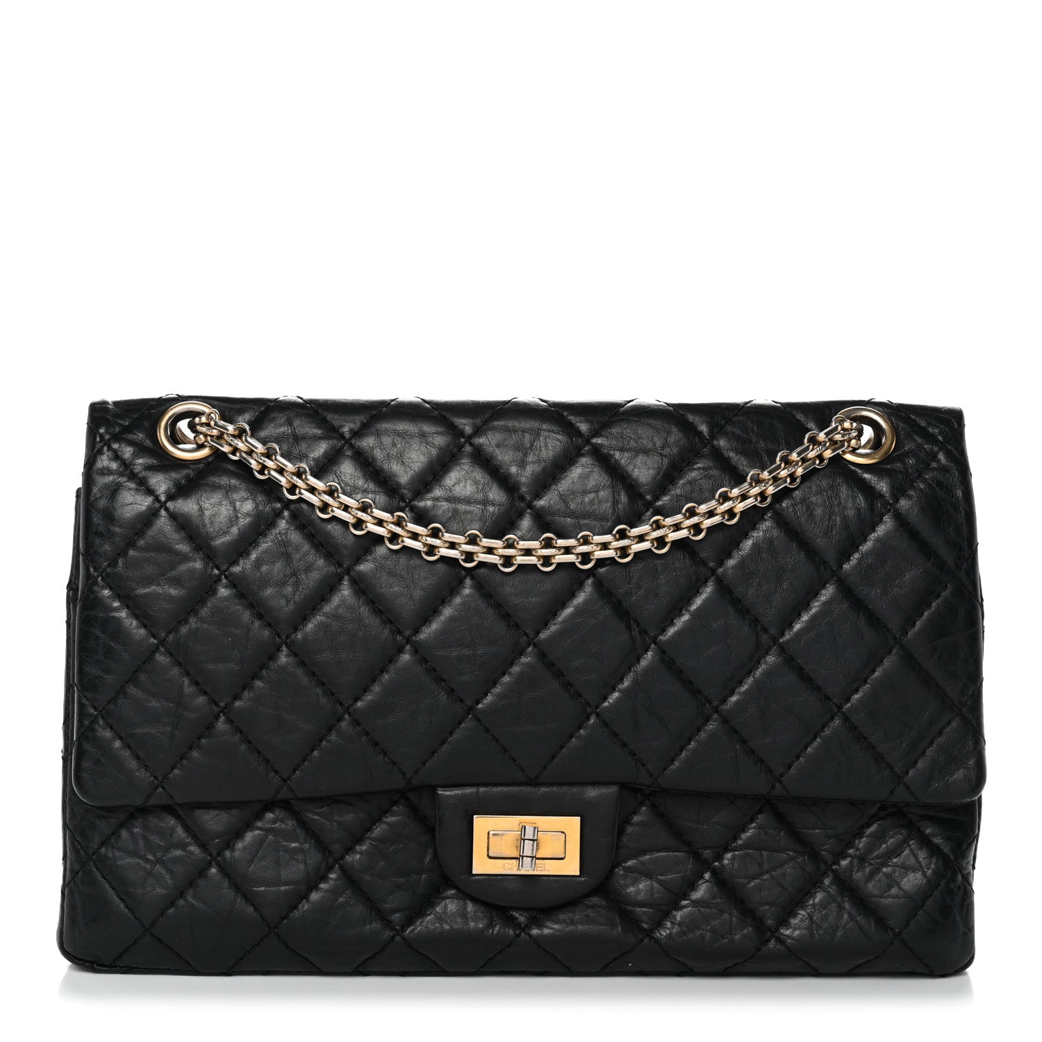 Aged Calfskin Quilted 2.55 Reissue 226 Flap Black