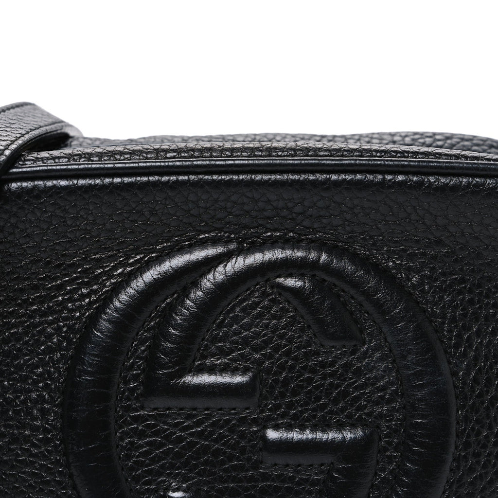 Pebbled Calfskin Small Soho Disco Bag Black
