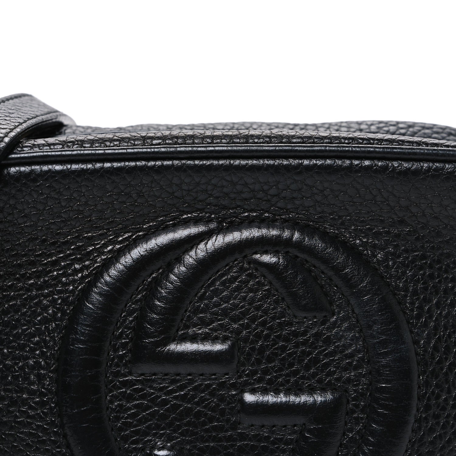 Pebbled Calfskin Small Soho Disco Bag Black