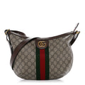 GG Supreme Monogram Web Small Ophidia Half Moon Hobo Brown