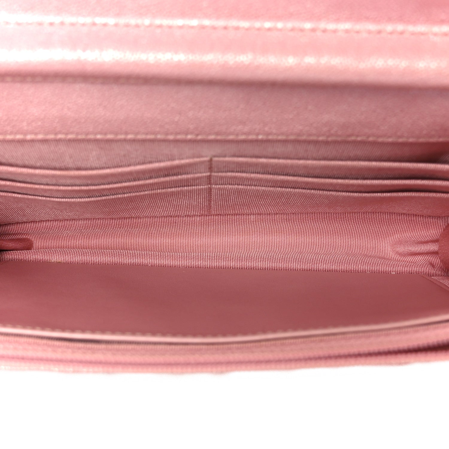 Iridescent Caviar Quilted Wallet on Chain WOC Rose Pink