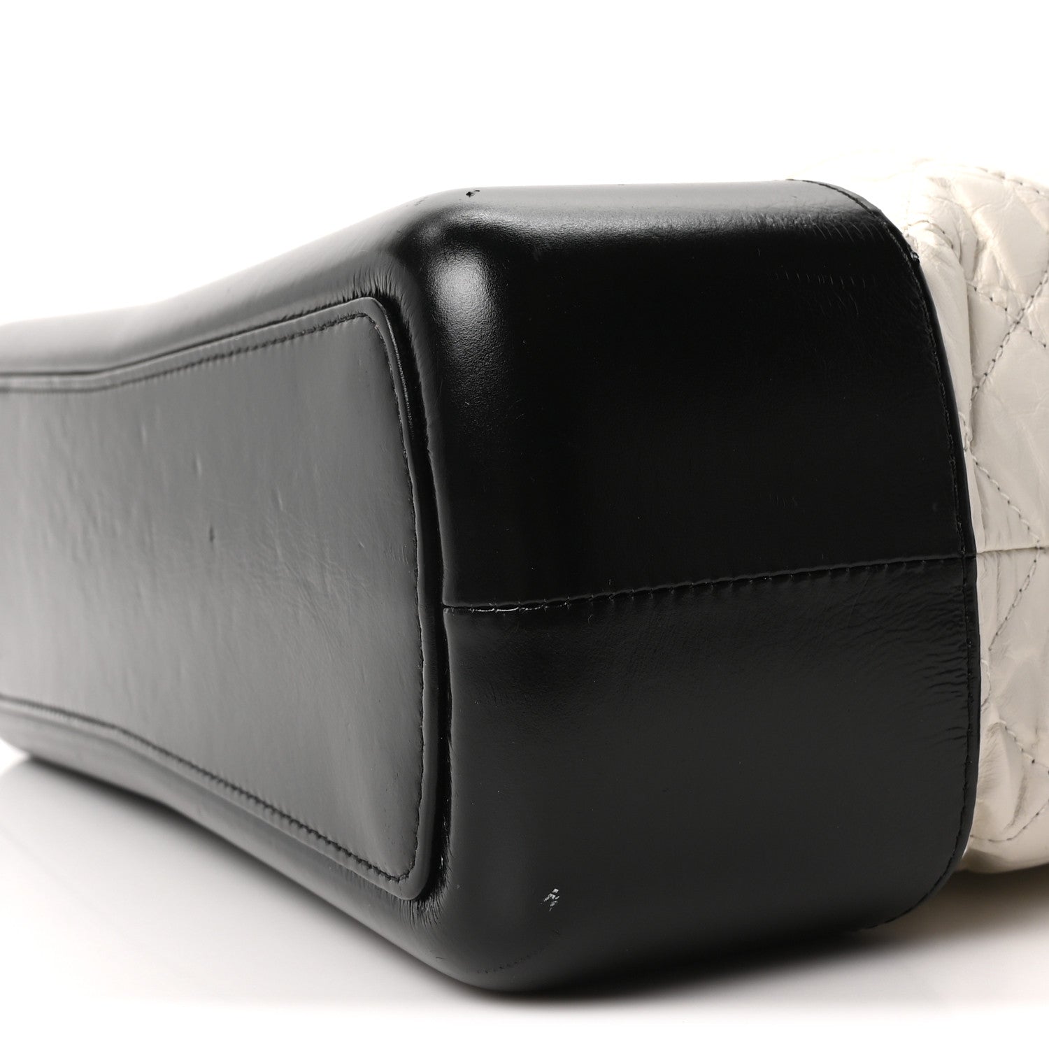 Aged Calfskin Quilted Large Gabrielle Shopping Tote White Black