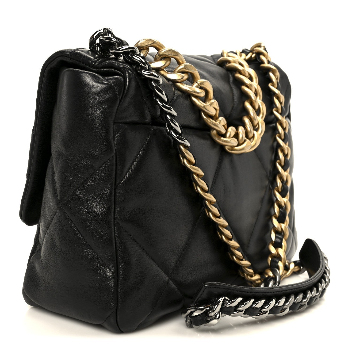 Lambskin Quilted Large Chanel 19 Flap Black