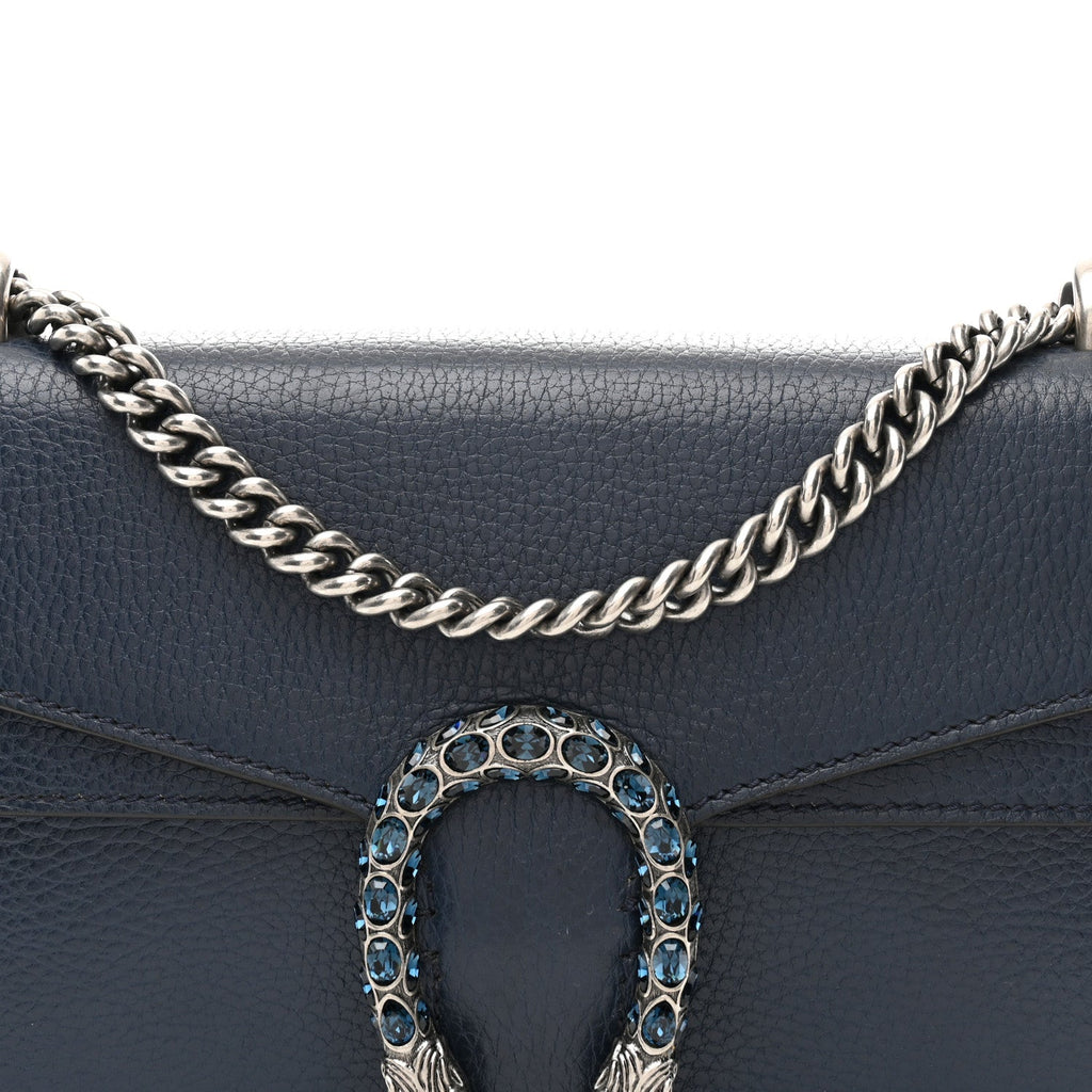 Dollar Calfskin Crystal Small Dionysus Shoulder Bag Blue Agata Montana Sapphire
