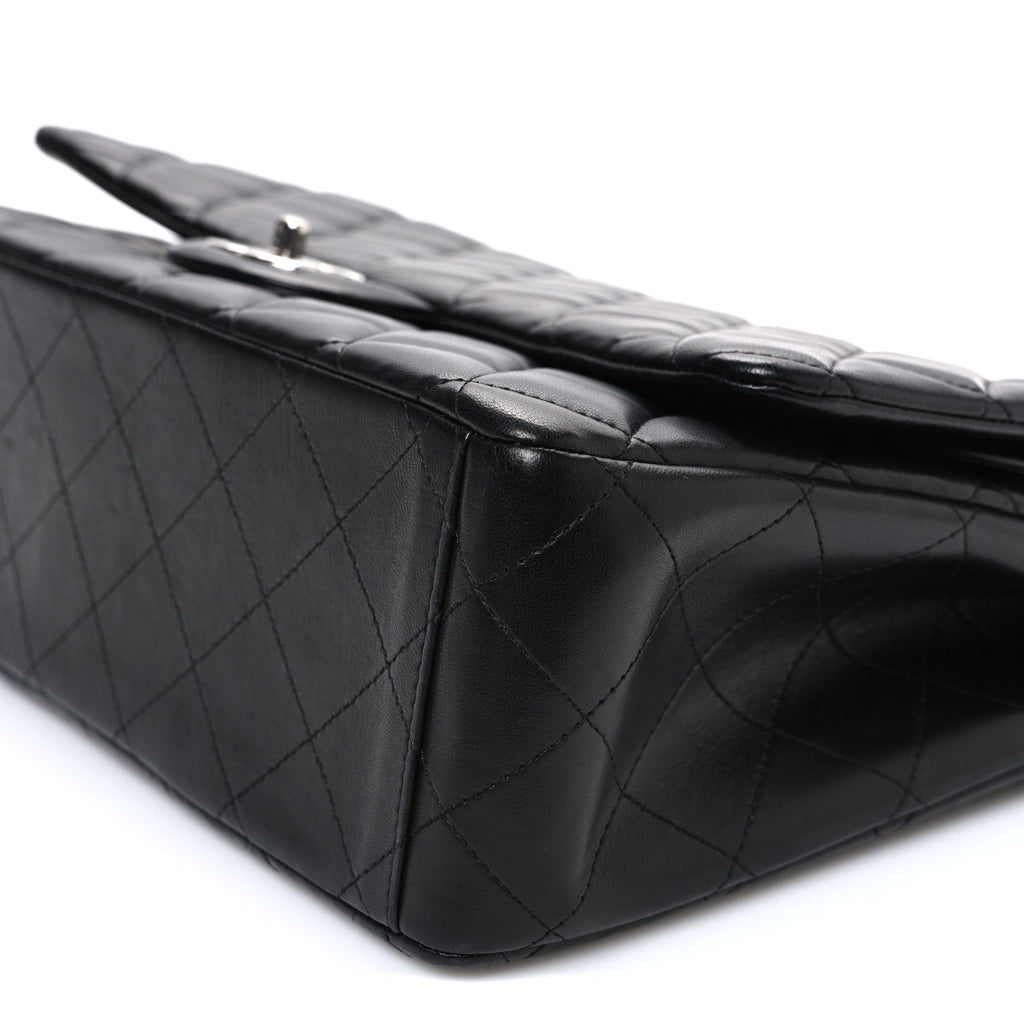 Lambskin Quilted Maxi Double Flap Black