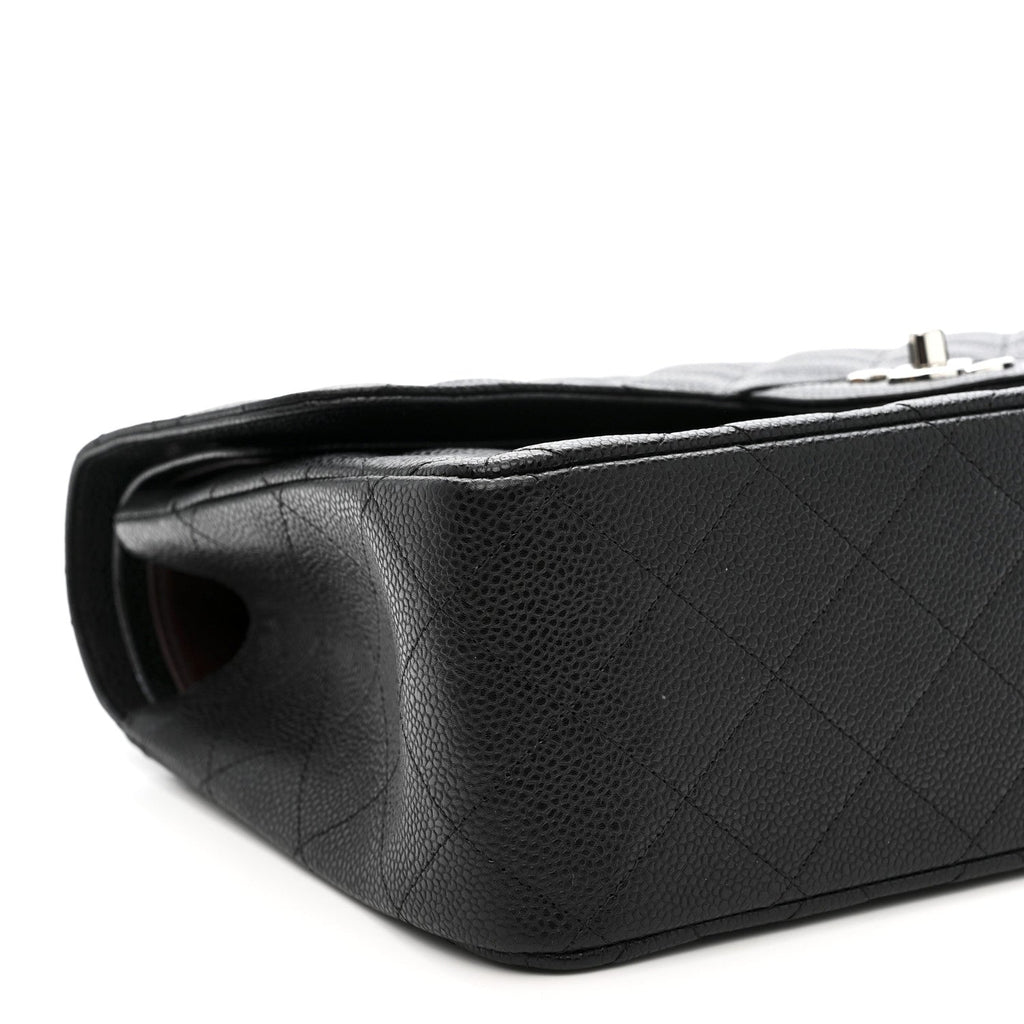 Caviar Quilted Jumbo Double Flap Black
