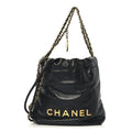 Shiny Calfskin Quilted Mini Chanel 22 Black