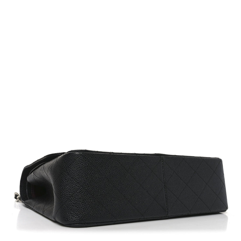 Caviar Quilted Jumbo Double Flap Black
