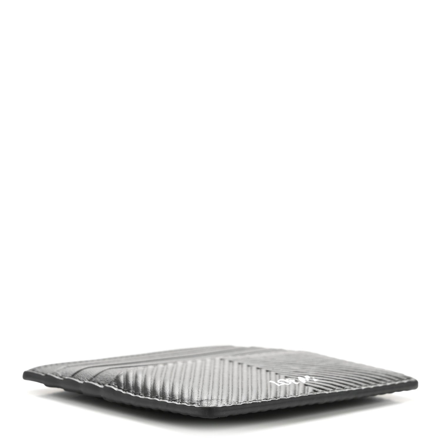 Textured Calfskin Plain Cardholder Black