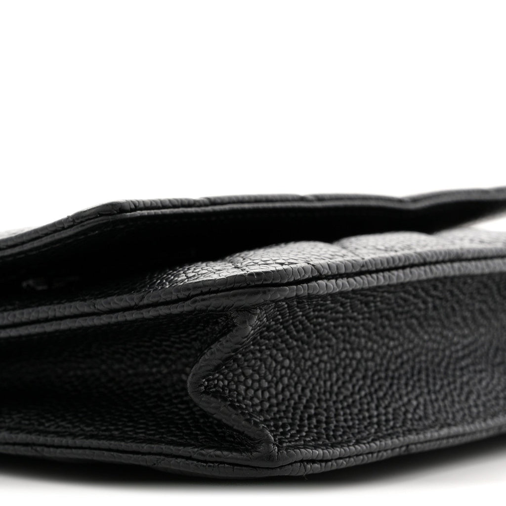 Caviar Quilted Wallet on Chain WOC Black