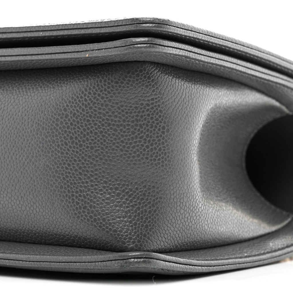 Caviar Quilted Medium Boy Flap Dark Grey