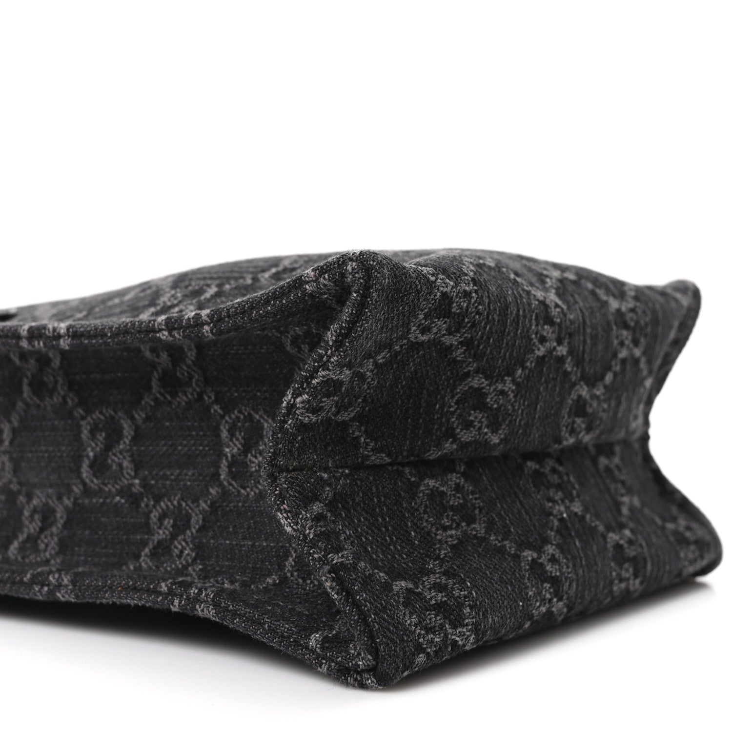 Denim GG Monogram Dollar Calfskin Mini Ophidia Tote Black Grey