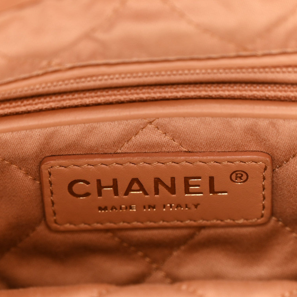 Shiny Calfskin Quilted Small Chanel 22 Beige
