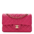Caviar Quilted Small Double Flap Fuchsia
