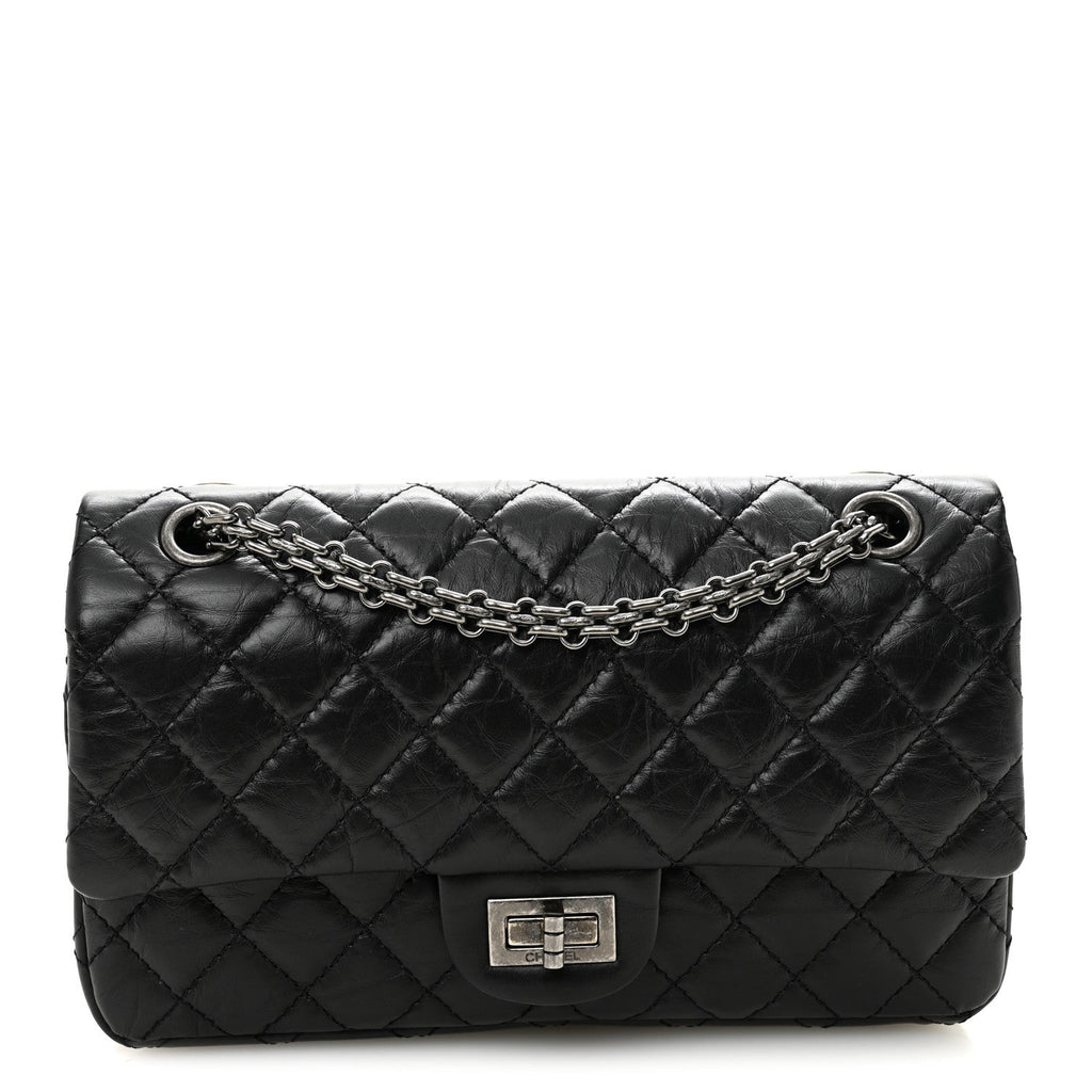 Aged Calfskin Quilted 2.55 Reissue 225 Flap Black