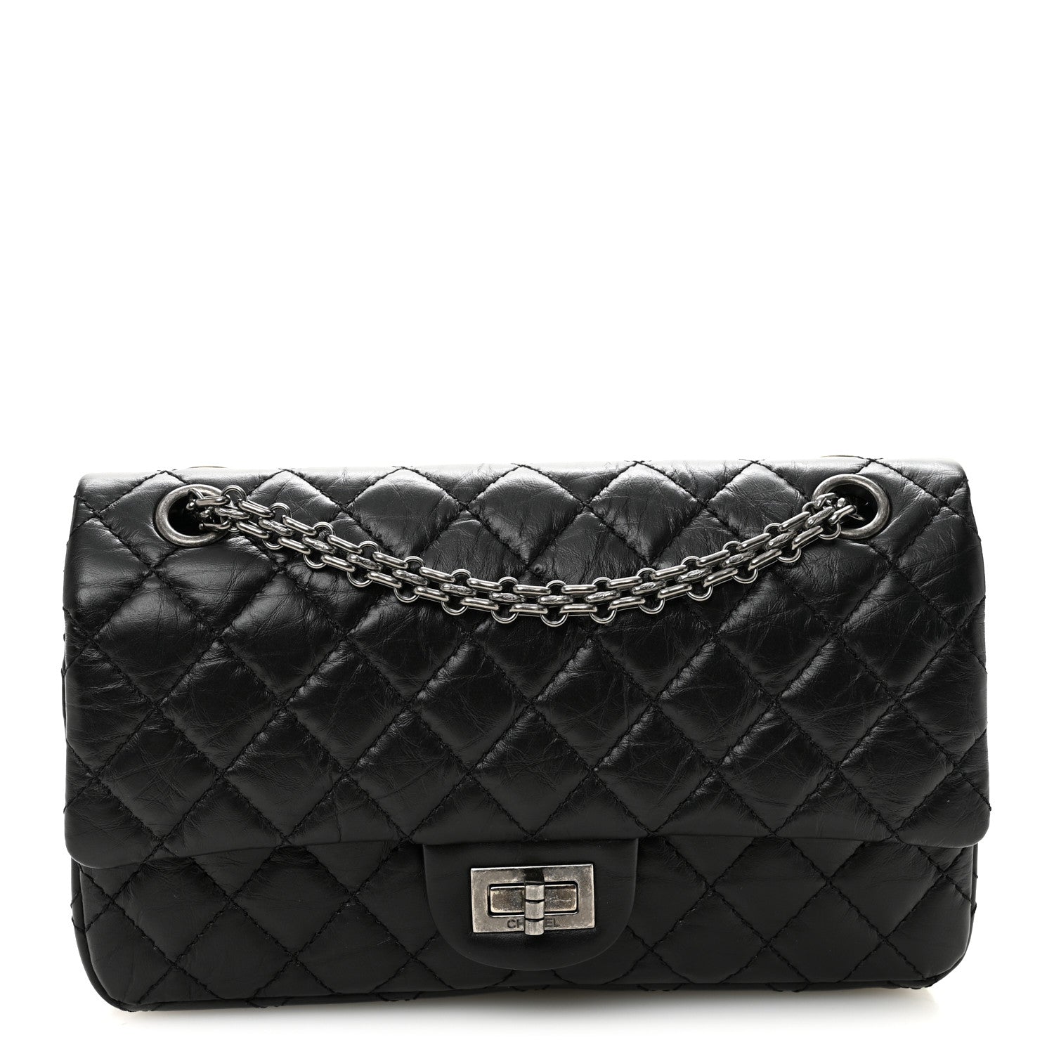 Aged Calfskin Quilted 2.55 Reissue 225 Flap Black