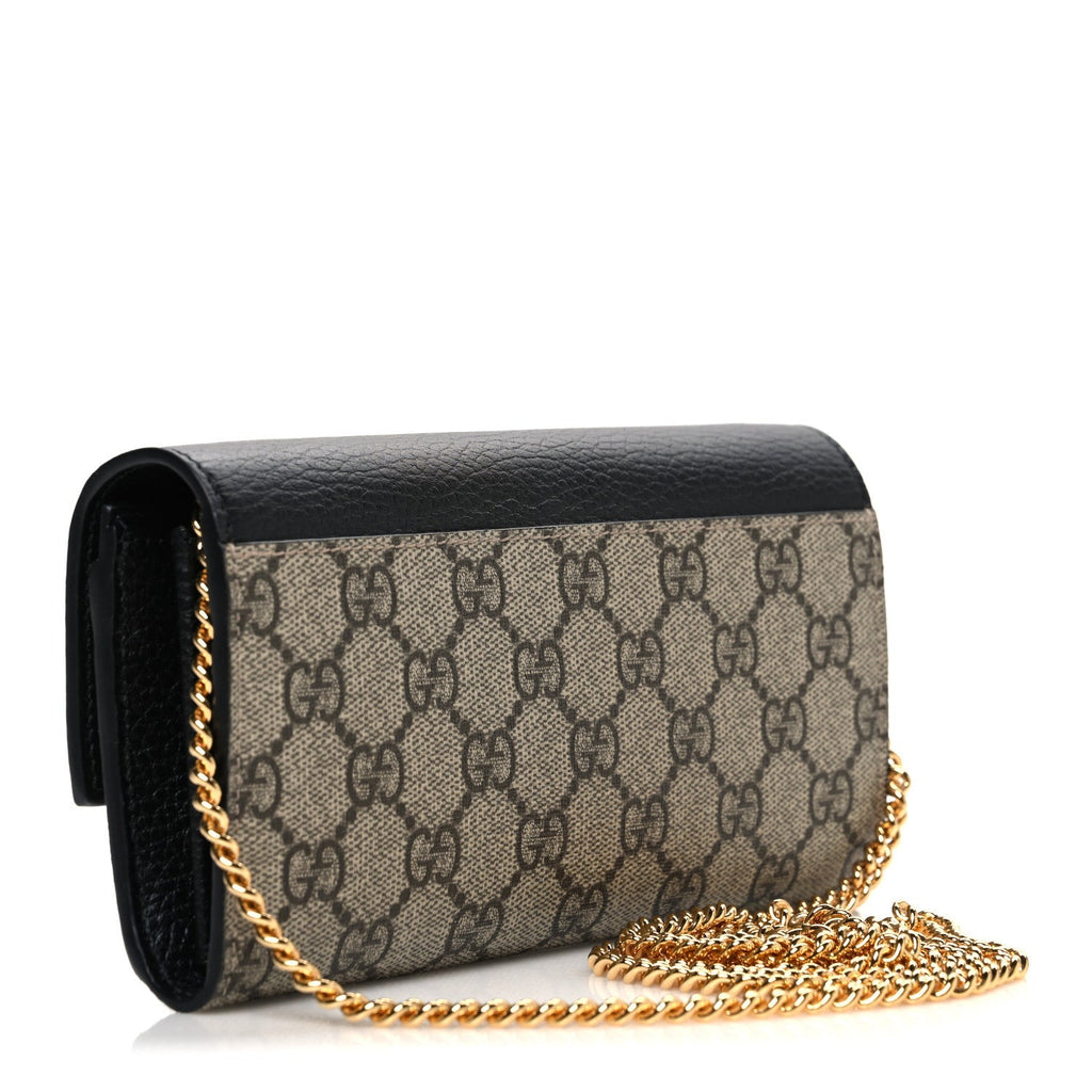 Dollar Calfskin GG Supreme Monogram Petite GG Marmont Wallet Chain Bag Black Beige Ebony