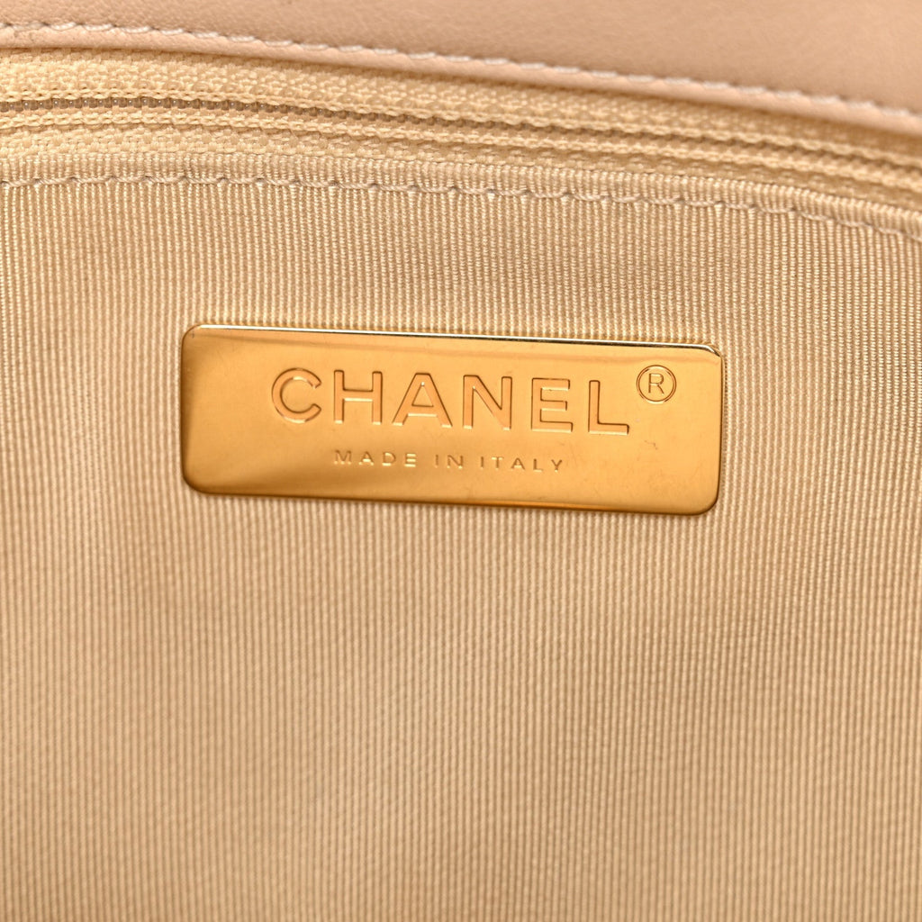 Lambskin Quilted Medium Chanel 19 Flap Beige