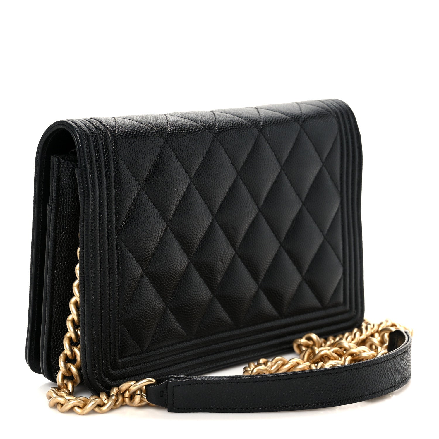Caviar Quilted Boy Wallet On Chain WOC Black