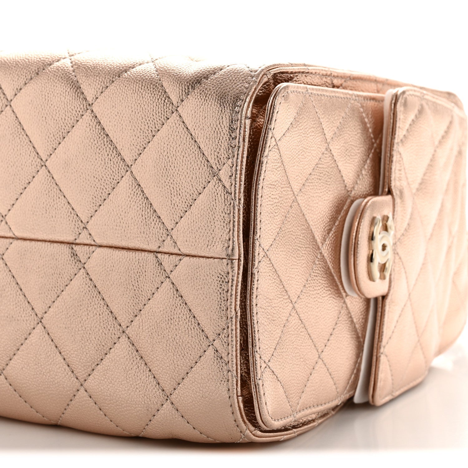 Metallic Caviar Quilted Small Chanel 25 Handbag Copper