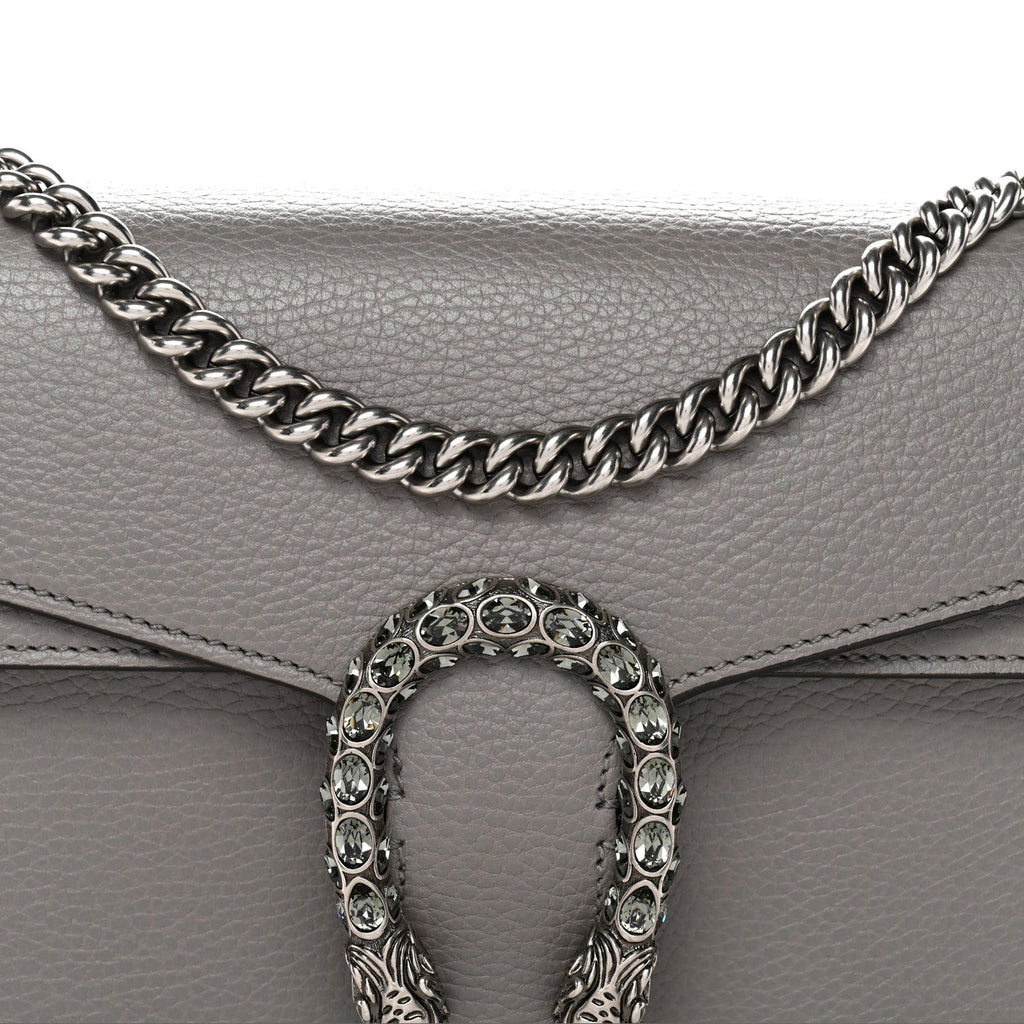 Pebbled Calfskin Small Dionysus Shoulder Bag Dusty Grey